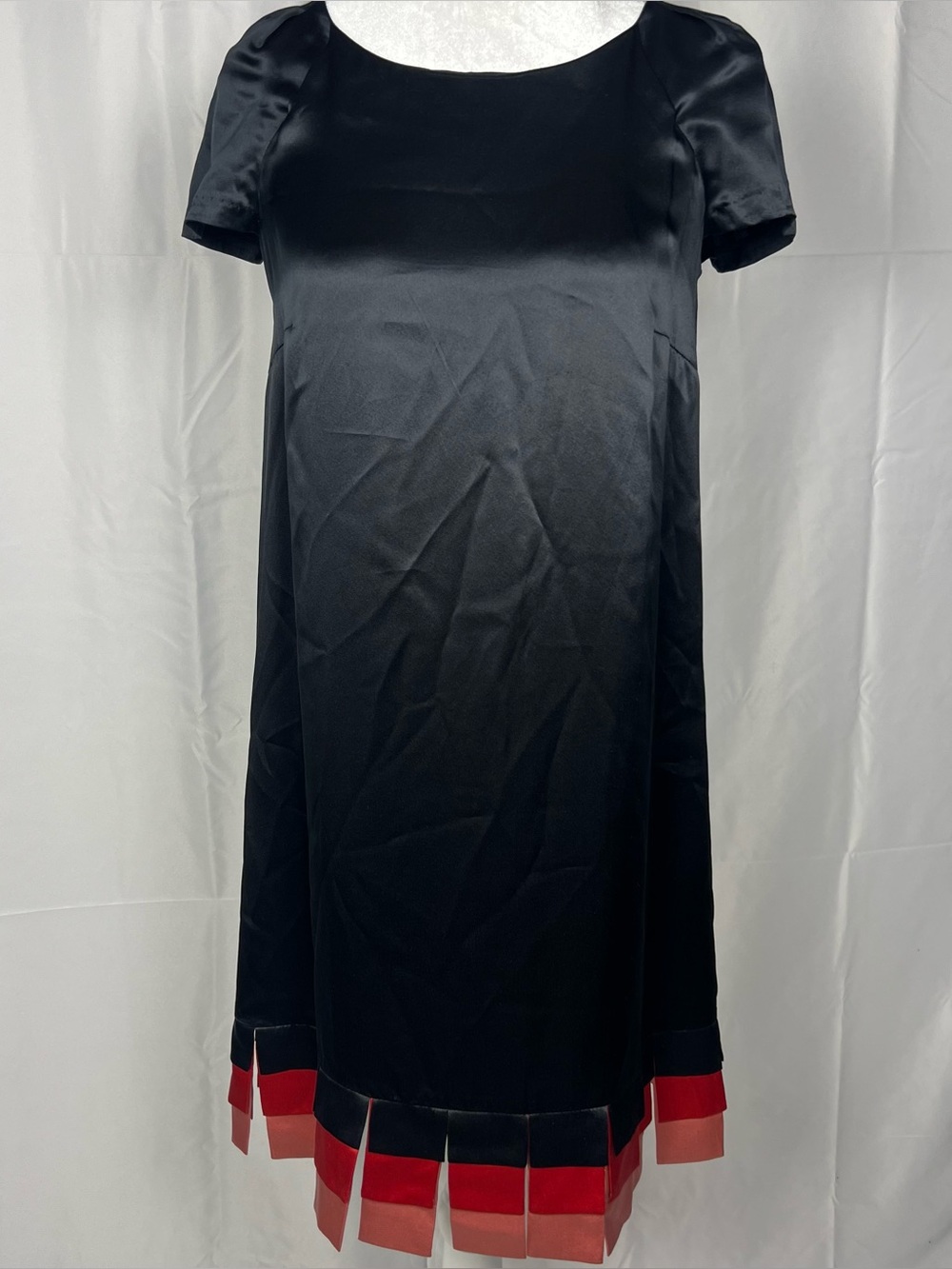 NWT Kensie black silk dress with multicolored fringe detail.